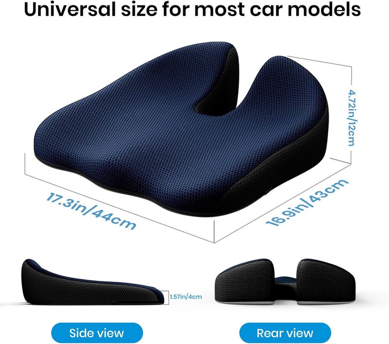Benazcap Car Seat Cushion - Memory Foam Car Seat Pad - Sciatica & Lower Back Pain Relief - Car Seat Cushions for Driving - Road Trip Essentials for Drivers-Blue - Image 4